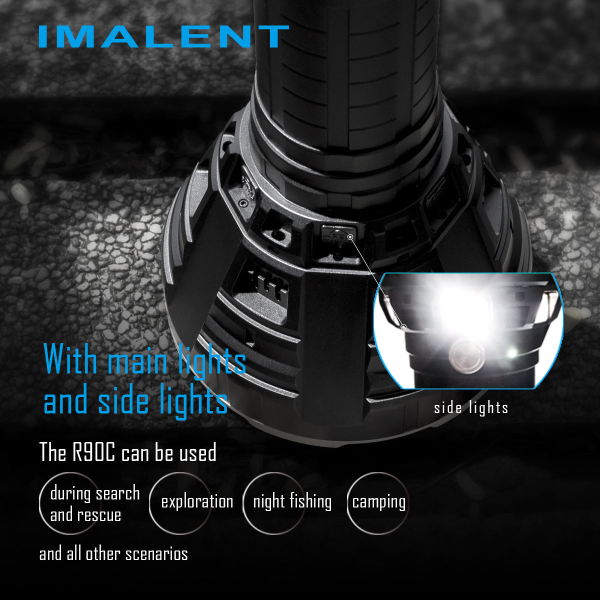 IMALENT R90C Rechargeable Flashlight Searchlight 20000 Lumens CREE XHP35 HI  LEDs bundle with a Lumintrail Keychain Flashlight